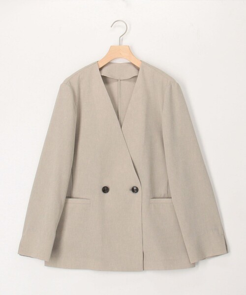 NOLLEY’S(ノーリーズ)の「《セットアップ対応》【UVカット・接触冷感】ライトツイルノーカラージャケット(ノーカラージャケット・レディース・ベージュ/ネイビー/ブラウン・38/36)」の7枚目の写真