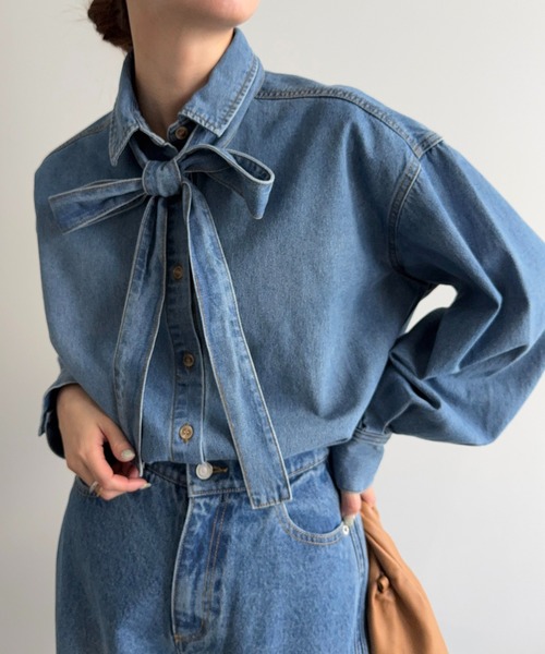 meilmada（メイルマダ）の「2wayデニムボウタイシャツ（シャツ/ブラウス・レディース・ブルー・FREE）」の13枚目の写真