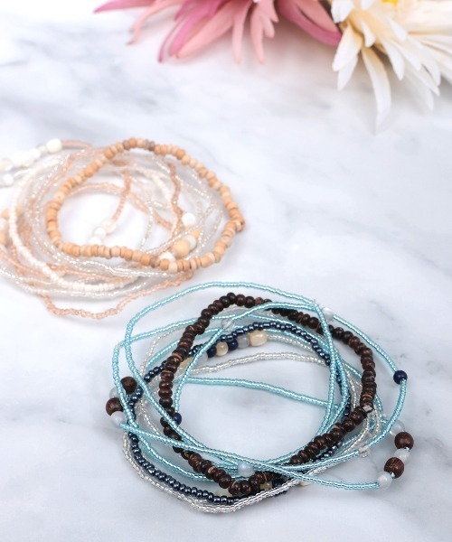 チチカカ（チチカカ）の「シェル＆ビーズ10連ブレスレット（ブレスレット・レディース・ホワイト/ブルー・FREE）」の3枚目の写真