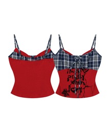 HOOK（フック）の「Y2K レースアップ チェックキャミ (SS)（キャミソール）」