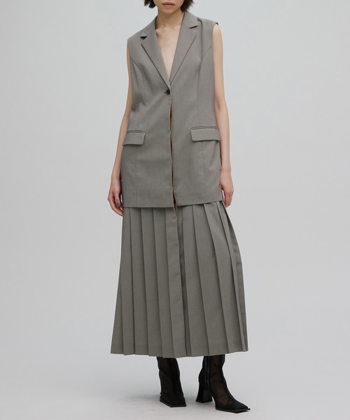 セール】PLEATED SKIRT DOCKING SUIT DRESS（ワンピース）｜Ameri