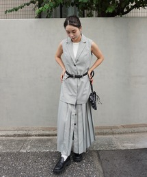 Ameri（アメリ）の「PLEATED SKIRT DOCKING SUIT DRESS（ワンピース）」