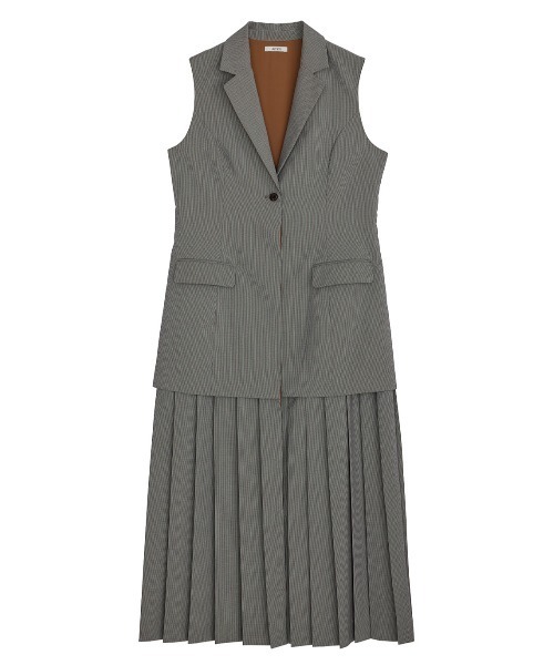 Ameri(アメリ)の「PLEATED SKIRT DOCKING SUIT DRESS(ワンピース・レディース・ブラウン/グリーン・SMALL/MEDIUM)」の17枚目の写真