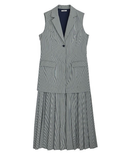 Ameri(アメリ)の「PLEATED SKIRT DOCKING SUIT DRESS(ワンピース・レディース・ブラウン/グリーン・SMALL/MEDIUM)」の18枚目の写真