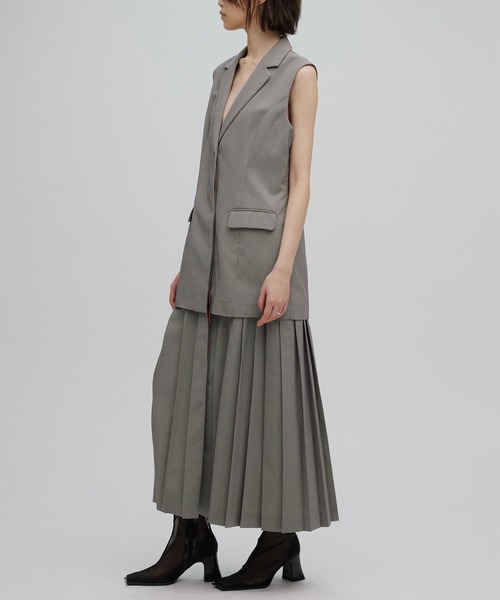 Ameri(アメリ)の「PLEATED SKIRT DOCKING SUIT DRESS(ワンピース・レディース・ブラウン/グリーン・SMALL/MEDIUM)」の8枚目の写真