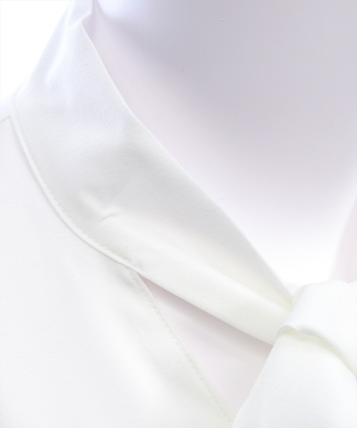 CLEAR BASIC（クリアベーシック）の「ボウタイリボンフリルブラウス[オフィスカジュアル 着回し抜群 大人]≪新作≫（シャツ/ブラウス・レディース・サックスブルー/オフホワイト/ネイビー・F）」の15枚目の写真