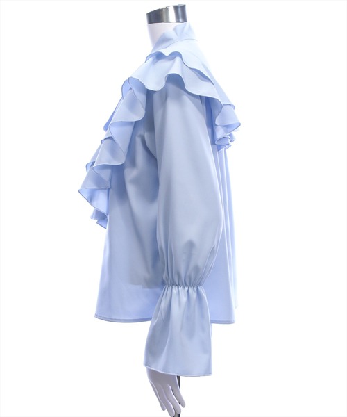 CLEAR BASIC（クリアベーシック）の「ボウタイリボンフリルブラウス[オフィスカジュアル 着回し抜群 大人]≪新作≫（シャツ/ブラウス・レディース・サックスブルー/オフホワイト/ネイビー・F）」の18枚目の写真