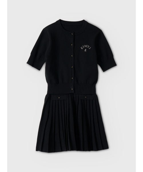 EIMY ISTOIRE（エイミーイストワール）の「【PRE ORDER】プリーツミニスカートカーデニットセットアップ（ワンピース・レディース・キャメル/グレー/ブラック・F）」の2枚目の写真