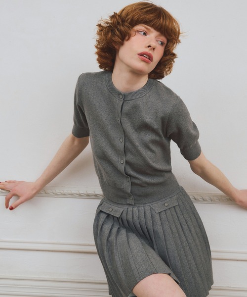 EIMY ISTOIRE（エイミーイストワール）の「【PRE ORDER】プリーツミニスカートカーデニットセットアップ（ワンピース・レディース・キャメル/グレー/ブラック・F）」の21枚目の写真