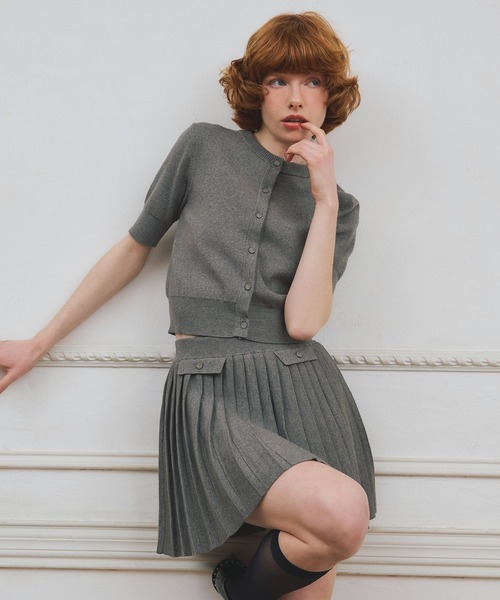 EIMY ISTOIRE（エイミーイストワール）の「【PRE ORDER】プリーツミニスカートカーデニットセットアップ（ワンピース・レディース・キャメル/グレー/ブラック・F）」の22枚目の写真