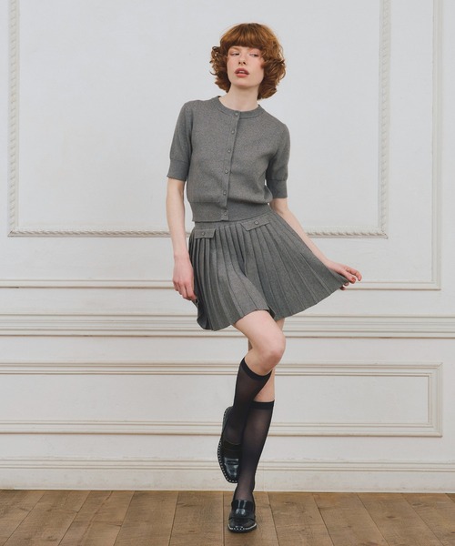 EIMY ISTOIRE（エイミーイストワール）の「【PRE ORDER】プリーツミニスカートカーデニットセットアップ（ワンピース・レディース・キャメル/グレー/ブラック・F）」の5枚目の写真