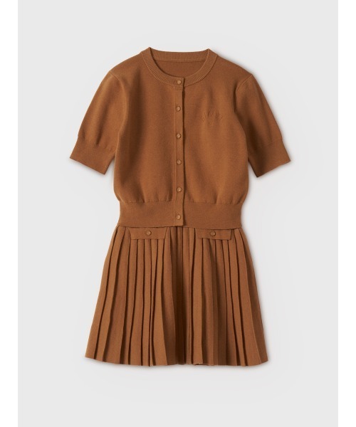 EIMY ISTOIRE（エイミーイストワール）の「【PRE ORDER】プリーツミニスカートカーデニットセットアップ（ワンピース・レディース・キャメル/グレー/ブラック・F）」の16枚目の写真