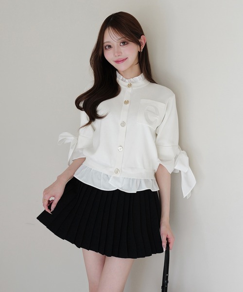 EIMY ISTOIRE(エイミーイストワール)の「【PRE ORDER】プリーツミニスカートカーデニットセットアップ(ワンピース・レディース・キャメル/グレー/ブラック・F)」の17枚目の写真