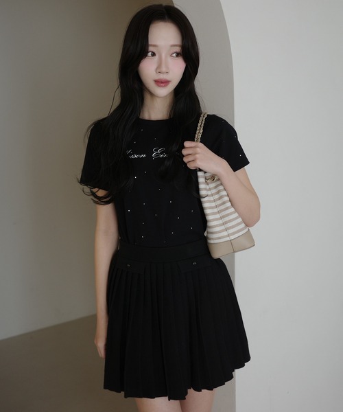 EIMY ISTOIRE(エイミーイストワール)の「【PRE ORDER】プリーツミニスカートカーデニットセットアップ(ワンピース・レディース・キャメル/グレー/ブラック・F)」の13枚目の写真