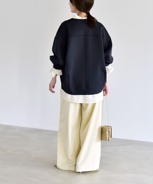 新品 BGHB X ラッセルノ パネルカラー ジップブルゾン (7/XXL) Ⓗ quaranciel:〈洗濯機可能〉ダンボール ノーカラー コンパクト ブルゾン