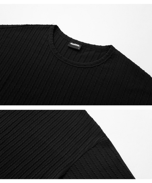 WESTBOY（ウエストボーイ）の「ユニセックス エンボスストライプ ルーズロングスリーブカットソーTシャツ WO26S2TP02（Tシャツ/カットソー・メンズ・ブラック・L/M/XL）」の9枚目の写真