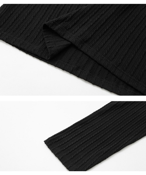 WESTBOY（ウエストボーイ）の「ユニセックス エンボスストライプ ルーズロングスリーブカットソーTシャツ WO26S2TP02（Tシャツ/カットソー・メンズ・ブラック・L/M/XL）」の10枚目の写真