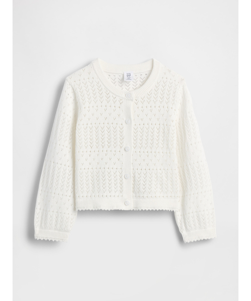 GAP（ギャップ）の「ポインテール ニットカーディガン (幼児・ベビー)（カーディガン/ボレロ・キッズ・ピンク/オフホワイト・80ｃｍ/90cm/95cm/100cm/105cm/70cm/110cm）」の4枚目の写真