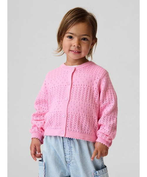 BABY 半袖 カーディガン ピンク DAY CLOSET カーディガン レディース 半袖シースルー襟付きサマー