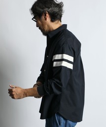 The DUFFER of ST.GEORGE | 【WEB限定アイテム】SHORT COLLAR RIBBED SHIRT：バックサテン ショートカラー リブ袖シャツ(シャツ/ブラウス)