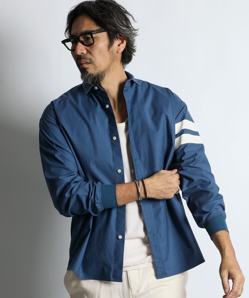 The DUFFER of ST.GEORGE（ザダファーオブセントジョージ）の「【WEB限定アイテム】SHORT COLLAR RIBBED SHIRT：バックサテン ショートカラー リブ袖シャツ（シャツ/ブラウス・メンズ・ライトブルー/ネイビー/ベージュ・X-LARGE/LARGE/MEDIUM/SMALL）」の3枚目の写真
