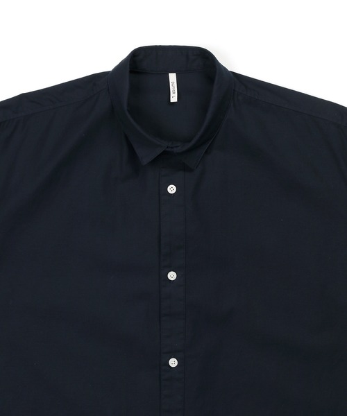 The DUFFER of ST.GEORGE（ザダファーオブセントジョージ）の「【WEB限定アイテム】SHORT COLLAR RIBBED SHIRT：バックサテン ショートカラー リブ袖シャツ（シャツ/ブラウス・メンズ・ライトブルー/ネイビー/ベージュ・X-LARGE/LARGE/MEDIUM/SMALL）」の4枚目の写真