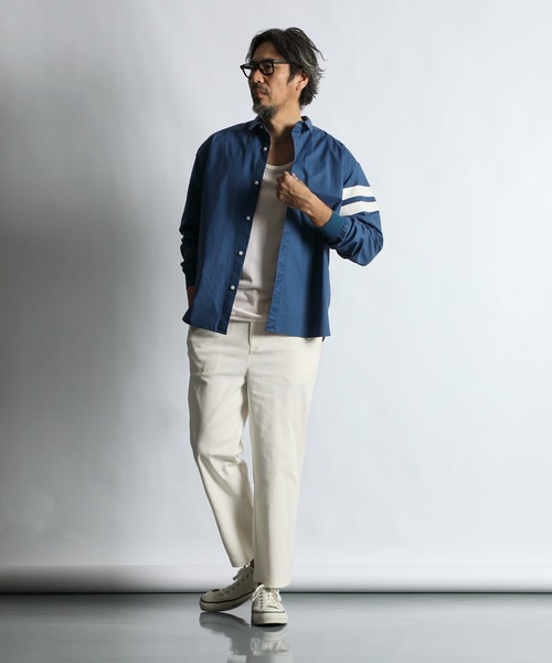 The DUFFER of ST.GEORGE（ザダファーオブセントジョージ）の「【WEB限定アイテム】SHORT COLLAR RIBBED SHIRT：バックサテン ショートカラー リブ袖シャツ（シャツ/ブラウス・メンズ・ライトブルー/ネイビー/ベージュ・X-LARGE/LARGE/MEDIUM/SMALL）」の15枚目の写真