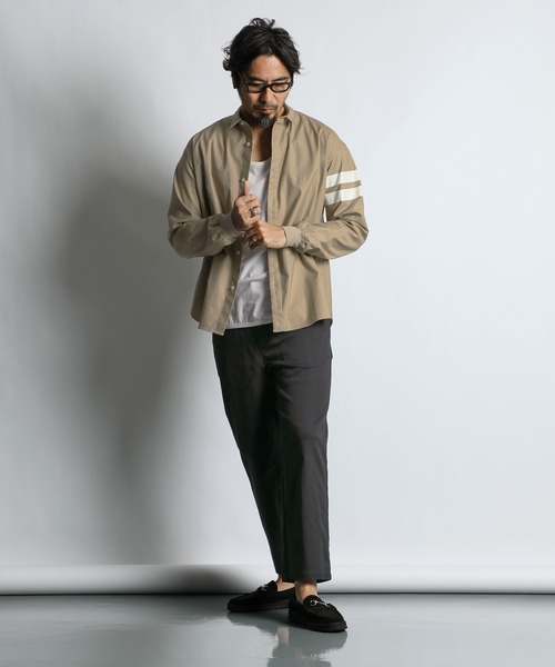 The DUFFER of ST.GEORGE（ザダファーオブセントジョージ）の「【WEB限定アイテム】SHORT COLLAR RIBBED SHIRT：バックサテン ショートカラー リブ袖シャツ（シャツ/ブラウス・メンズ・ライトブルー/ネイビー/ベージュ・X-LARGE/LARGE/MEDIUM/SMALL）」の13枚目の写真