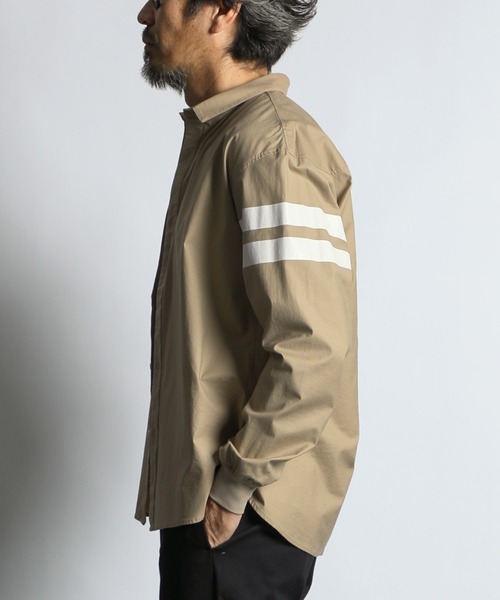 The DUFFER of ST.GEORGE（ザダファーオブセントジョージ）の「【WEB限定アイテム】SHORT COLLAR RIBBED SHIRT：バックサテン ショートカラー リブ袖シャツ（シャツ/ブラウス・メンズ・ライトブルー/ネイビー/ベージュ・X-LARGE/LARGE/MEDIUM/SMALL）」の18枚目の写真