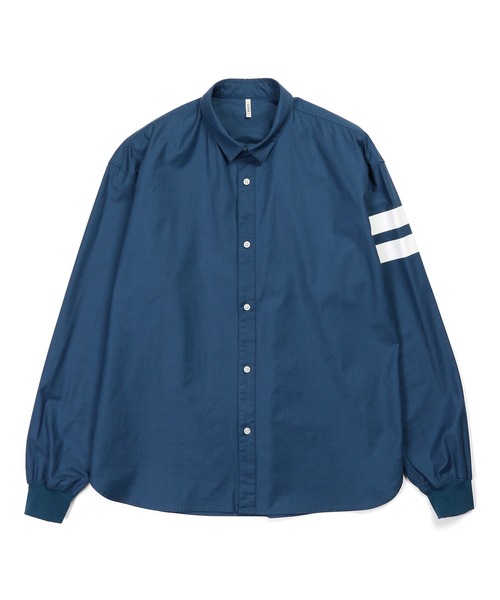 The DUFFER of ST.GEORGE（ザダファーオブセントジョージ）の「【WEB限定アイテム】SHORT COLLAR RIBBED SHIRT：バックサテン ショートカラー リブ袖シャツ（シャツ/ブラウス・メンズ・ライトブルー/ネイビー/ベージュ・X-LARGE/LARGE/MEDIUM/SMALL）」の9枚目の写真