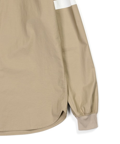 The DUFFER of ST.GEORGE（ザダファーオブセントジョージ）の「【WEB限定アイテム】SHORT COLLAR RIBBED SHIRT：バックサテン ショートカラー リブ袖シャツ（シャツ/ブラウス・メンズ・ライトブルー/ネイビー/ベージュ・X-LARGE/LARGE/MEDIUM/SMALL）」の5枚目の写真