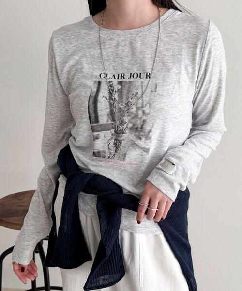 fredy emue(フレディエミュ)の「シアーphotoロンTシャツ(Tシャツ/カットソー・レディース・ライトグレー/オフホワイト/ブラック・38)」の3枚目の写真