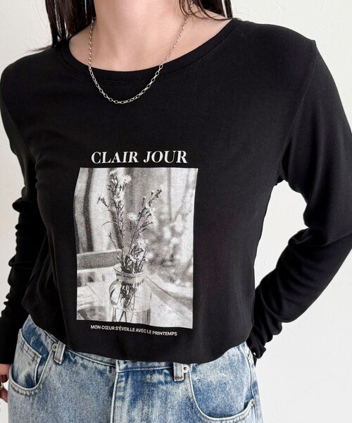 fredy emue(フレディエミュ)の「シアーphotoロンTシャツ(Tシャツ/カットソー・レディース・ライトグレー/オフホワイト/ブラック・38)」の2枚目の写真