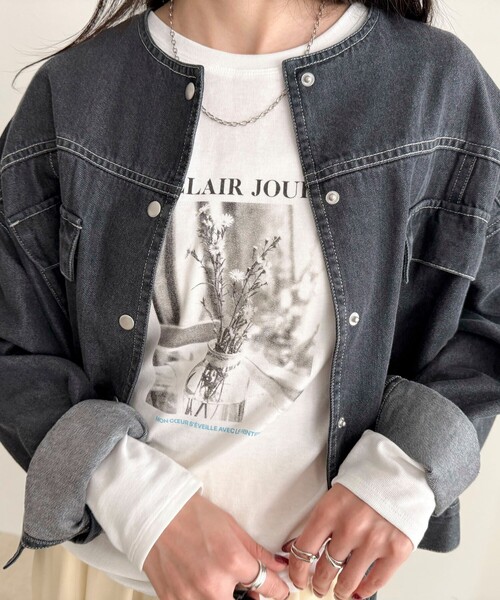 fredy emue(フレディエミュ)の「シアーphotoロンTシャツ(Tシャツ/カットソー・レディース・ライトグレー/オフホワイト/ブラック・38)」の8枚目の写真