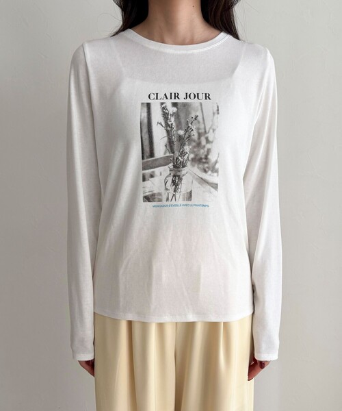 fredy emue(フレディエミュ)の「シアーphotoロンTシャツ(Tシャツ/カットソー・レディース・ライトグレー/オフホワイト/ブラック・38)」の9枚目の写真