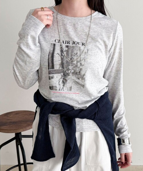 fredy emue(フレディエミュ)の「シアーphotoロンTシャツ(Tシャツ/カットソー・レディース・ライトグレー/オフホワイト/ブラック・38)」の19枚目の写真