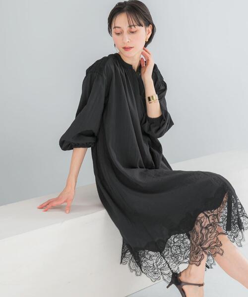 URBAN RESEARCH ROSSO WOMEN(アーバンリサーチ ロッソ)の「レース切り替えガウンワンピース(ワンピース・レディース・ブラック/オフホワイト・FREE)」の11枚目の写真
