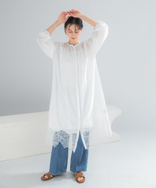 URBAN RESEARCH ROSSO WOMEN（アーバンリサーチ　ロッソ）の「レース切り替えガウンワンピース（ワンピース・レディース・ブラック/オフホワイト・FREE）」の8枚目の写真