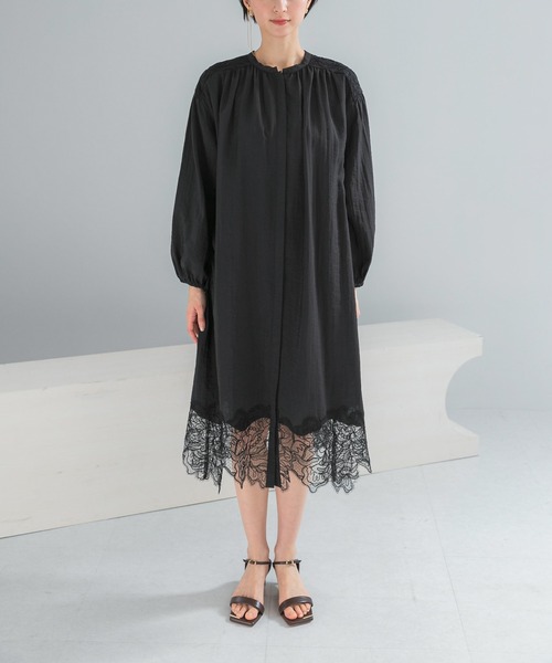 URBAN RESEARCH ROSSO WOMEN（アーバンリサーチ　ロッソ）の「レース切り替えガウンワンピース（ワンピース・レディース・ブラック/オフホワイト・FREE）」の10枚目の写真