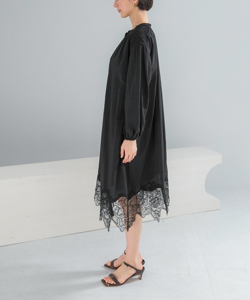 URBAN RESEARCH ROSSO WOMEN（アーバンリサーチ　ロッソ）の「レース切り替えガウンワンピース（ワンピース・レディース・ブラック/オフホワイト・FREE）」の11枚目の写真