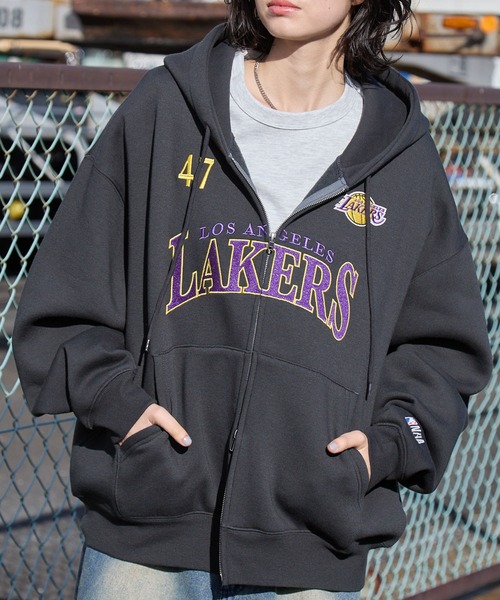 NBA/ENBIEER командный логотип с刺繍 — oversize double zip парка