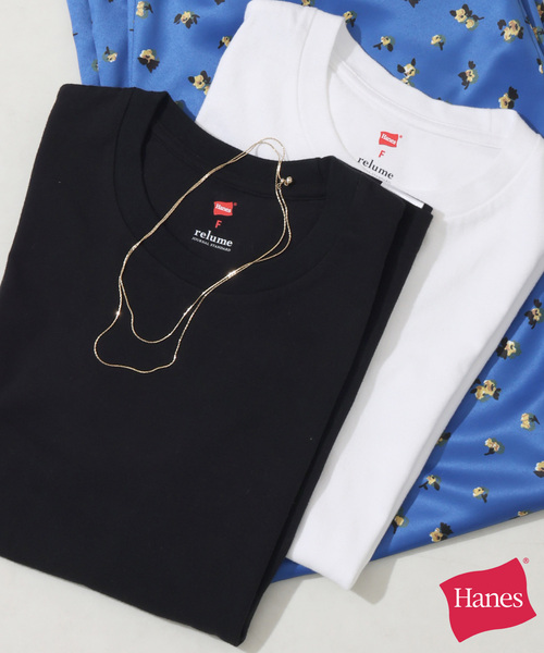 HANES(ヘインズ)の「<2枚セット>別注【Hanes / ヘインズ】ウォッシュドコットン Tシャツ(Tシャツ/カットソー・レディース・ブラック/ベージュ・FREE)」の2枚目の写真