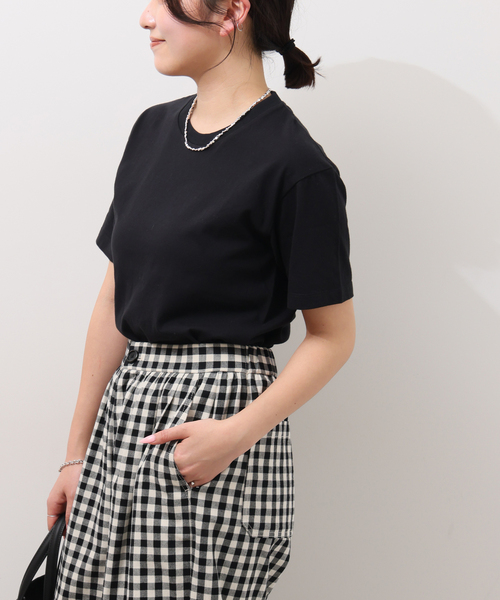 HANES(ヘインズ)の「<2枚セット>別注【Hanes / ヘインズ】ウォッシュドコットン Tシャツ(Tシャツ/カットソー・レディース・ブラック/ベージュ・FREE)」の8枚目の写真