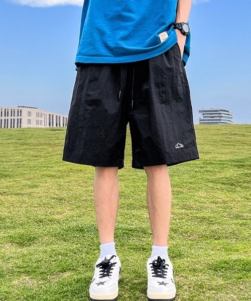 SHEPP（シープ）の「ワンポイントデザインナイロンハーフパンツ（その他パンツ・メンズ・ブラック/ベージュ/グレー/パープル・L/M）」の2枚目の写真