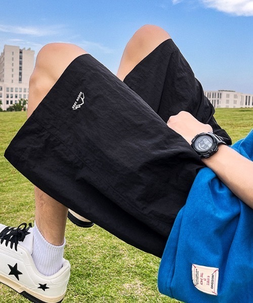 SHEPP（シープ）の「ワンポイントデザインナイロンハーフパンツ（その他パンツ・メンズ・ブラック/ベージュ/グレー/パープル・L/M）」の9枚目の写真