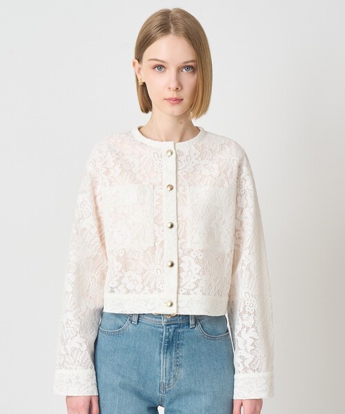 ANAYI（アナイ）の「【セットアップ対応商品】メッシュレースノーカラーブルゾン（ブルゾン・レディース・サックスブルー/オフホワイト・38/36）」の16枚目の写真