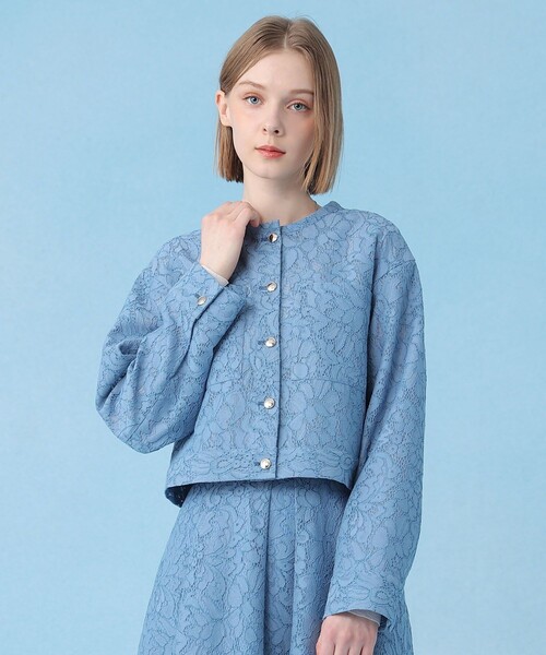 ANAYI（アナイ）の「【セットアップ対応商品】メッシュレースノーカラーブルゾン（ブルゾン・レディース・サックスブルー/オフホワイト・38/36）」の10枚目の写真