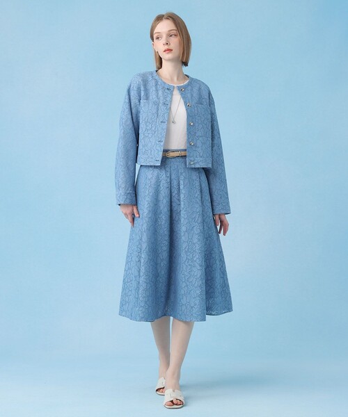 ANAYI（アナイ）の「【セットアップ対応商品】メッシュレースノーカラーブルゾン（ブルゾン・レディース・サックスブルー/オフホワイト・38/36）」の9枚目の写真