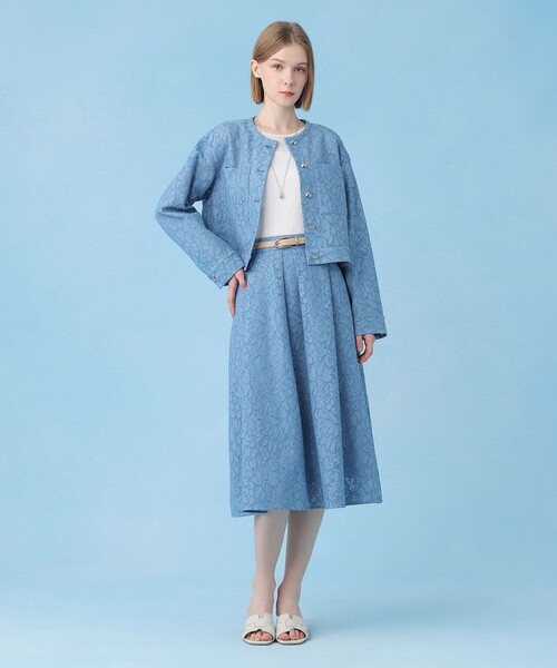 ANAYI（アナイ）の「【セットアップ対応商品】メッシュレースノーカラーブルゾン（ブルゾン・レディース・サックスブルー/オフホワイト・38/36）」の8枚目の写真