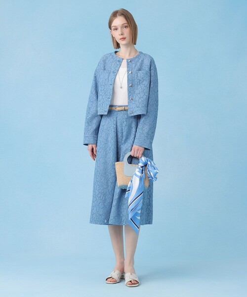 ANAYI（アナイ）の「【セットアップ対応商品】メッシュレースノーカラーブルゾン（ブルゾン・レディース・サックスブルー/オフホワイト・38/36）」の7枚目の写真